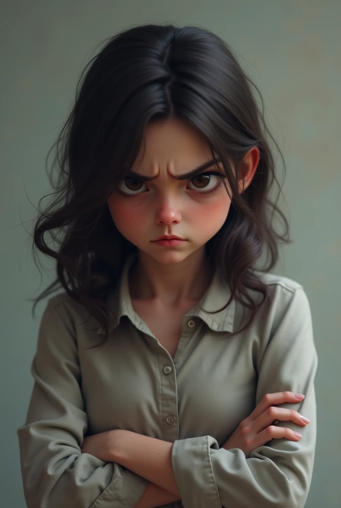 The girl pretended to be angry and watched