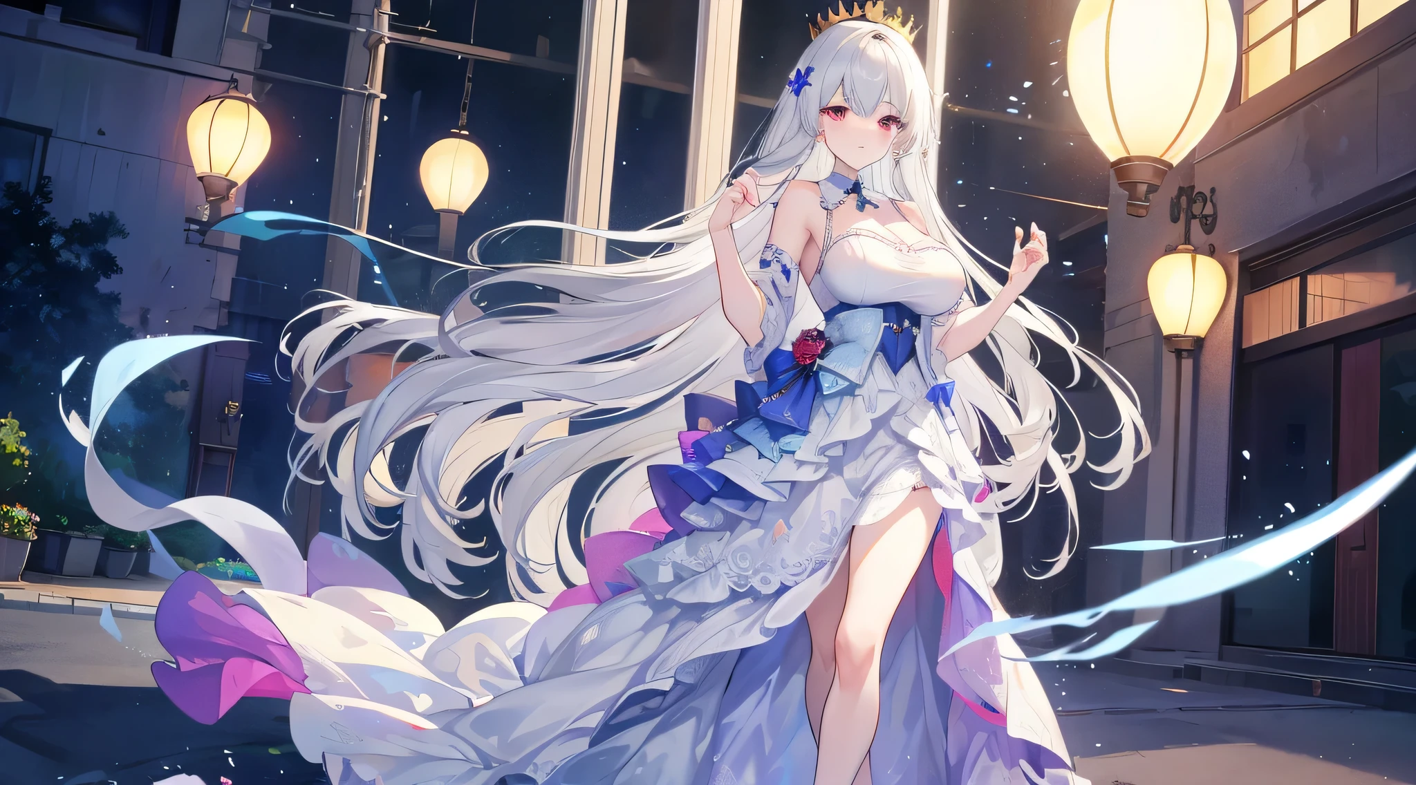 Woman in transparent dress,Viewer,(((Full breasts, Keeley University))),Slim waist,(Navel exposed,Bare waist), Long hair, extreme detailed details, Detailed fantasy art, Stunning character art, Beautiful and exquisite character art, Beautiful transparent dress, Very detailed, Girl wearing flowing Hanfu, Exquisite headpieces and jewellery,Crystal jewelry filigree, galaxy, Stunning visuals, (Dynamic Stripes, light rail:1.2), Vibrant colors,Long hair动漫女孩和狐狸, 美丽的白金色Angel女士, 白毛Angel, Beautiful character painting, Beautiful anime portrait, Angel翅膀的女孩, a beautiful Angel woman, Mystical artwork, Guweiz, by Ren Renfa, Angel, Large Breasts,Full breasts,Golden ratio figure,Perfect body,Ultra wide-angle shooting,Full body shot,Body close-up,Full body shot,Wearing a pleated tulle skirt,Soft anime illustration, Soft dark background,Fujifilm XT3 Clear focus, f 5.6, High Detail, Clear focus, Dramatic, (Wearing openwork clothing), (Looking at the audience:1.8), (Natural light), (Tempting)translucent, Good velvet quality, Compared, Divine Light,, Silver gray hair, Sky background, Absolute Strength,女性Angel,Girl in sexy silk,,Large Breasts,Full breasts,Golden ratio figure,Perfect body,Ultra wide-angle shooting,Full body shot,Body close-up,Full body shot, Wearing a tulle dress, Model shooting style, Large Breasts,Full breasts,Golden ratio figure,Perfect body,(Extremely detailed CG 8k wallpaper unit), The most beautiful artistic photos in the world, , 8K Ultra HD, ) On the big white bed,Lazy gesture,Charming and seductive expression,best quality,masterpiece,Ultra-high resolution,(Practical:1.4),original photo,Ultra-high resolution,White skin,Exquisite makeup,Long legs,Bright beautiful eyes,用深色眼影打造Exquisite makeup,