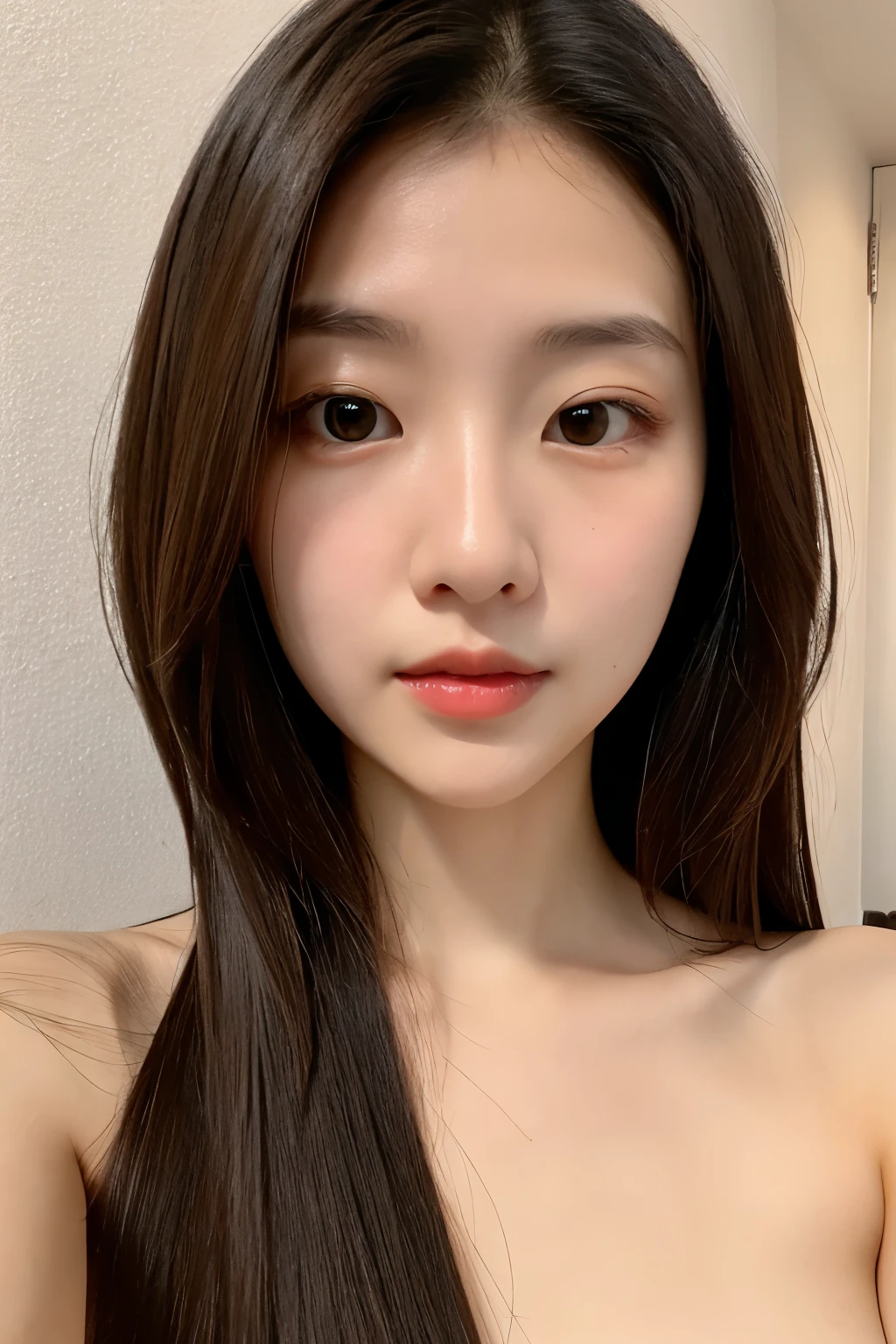 (Best quality, 8k, 32k, masterpiece, UHD: 1.3), (photo of attractive nude Japanese woman), 1 girl, (oversized: 1.2), (princess cut), abs, perfect figure, ultra-detailed face, detailed lips, fine eyes, double eyelids, naked sexy nipples, (seductive), ((arousal: 1.5)), (areola slippery))