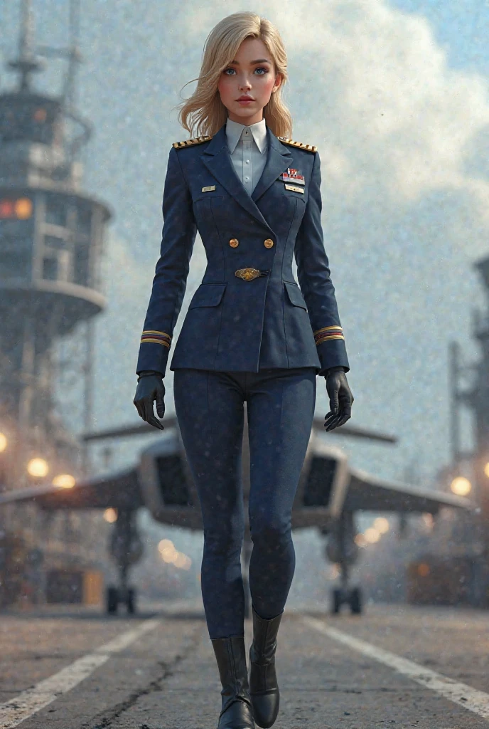 (1girl:1.4), (sfw), (clothed), (masterpiece), illustration,(realistic:1.5), (specular lighting:1.4), (hyperrealistic:1.2), (photorealistic face:1.2), (perfect face), (best quality), (8k), (4k), photorealistic, sharp focus, octane render, best quality, extremely detailed, intricate, hyper detailed, fantasy, soft lighting,(medium breasts:1.4), (skindentation:1.3), Matilda Ajan from Gundam, Matilda Agen, Matilda Ajan, looking straight at viewer, military Saluting, tan full uniform, tan color uniform, tight off-white pants, perfect body,standing straight up, military attention, military salute, officer uniform, perfect hands, military officer hat, tan color hat, warm smile, destroyed city in the background, very short auburn hair, thigh gap