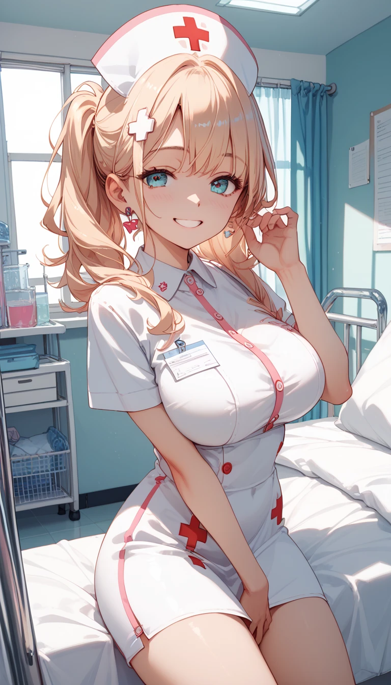 1girl ,((Shiina Mahiru,mahiru shiina)), nurse,(Long Hair,Straight Hair,bangs),happy smile, smile, Open your mouth,((nsfw,full,white nurse服,White Knee High,Clothes come undone,Cleavage)),Real Summer,Daytime,sunny,My hair is blowing in the wind,whole bodyがイラストに入るように,Slender body,
break indoors, hospital,nurse,Hospital room,Examination room,nurse
break looking at viewer,Beautiful breasts,Large Breasts,whole body,((On all fours,nurse,nurse,Top view))
break (masterpiece:1.2), Highest quality, High resolution, unity 8k wallpaper, (shape:0.8), (Beautiful details:1.6), Highly detailed face, Perfect lighting, Extremely detailed CG, (Perfect hands, Perfect Anatomy), 