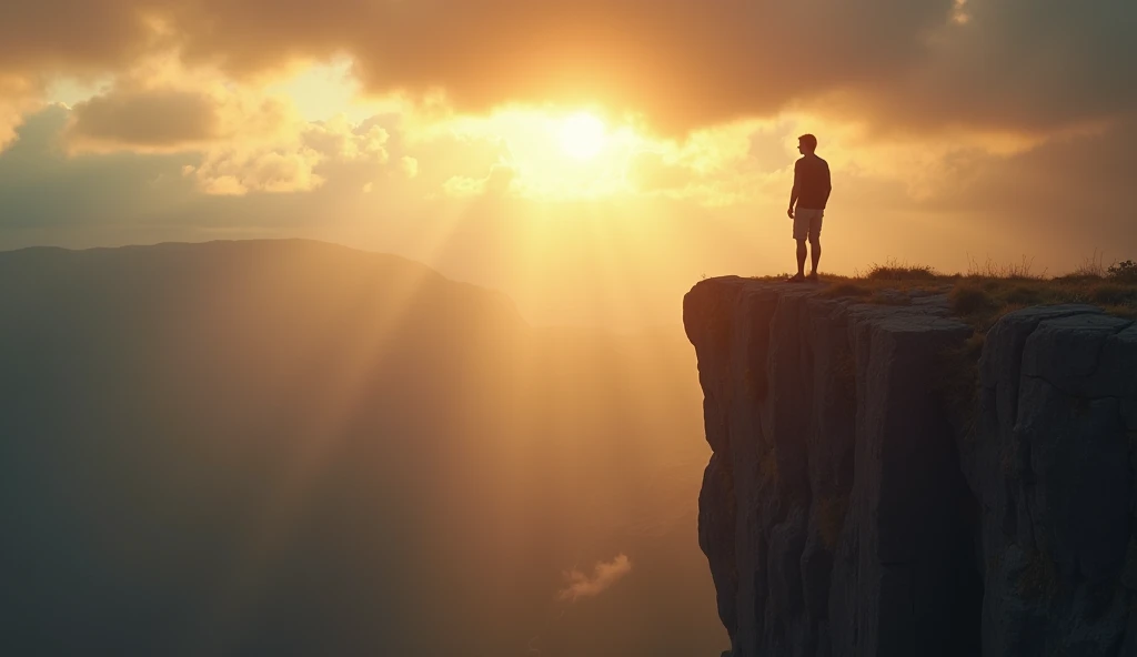 man climbing the mountain, sunset, nature, hd.