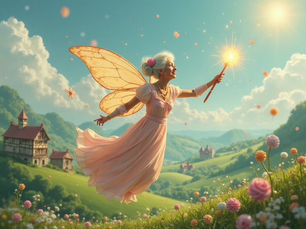 a painting of a flower fairy, (frying:1.2), illustration inspired by Cicely Mary Barker, fantasy art, may gibbs, Victorian art, small fairies, fairies, faeries, fairy magnificent, beautiful fairies, (flying fairies:1.4), faerie, fairy, pre-raphaelite fairies, fairies have wings, vintage photo