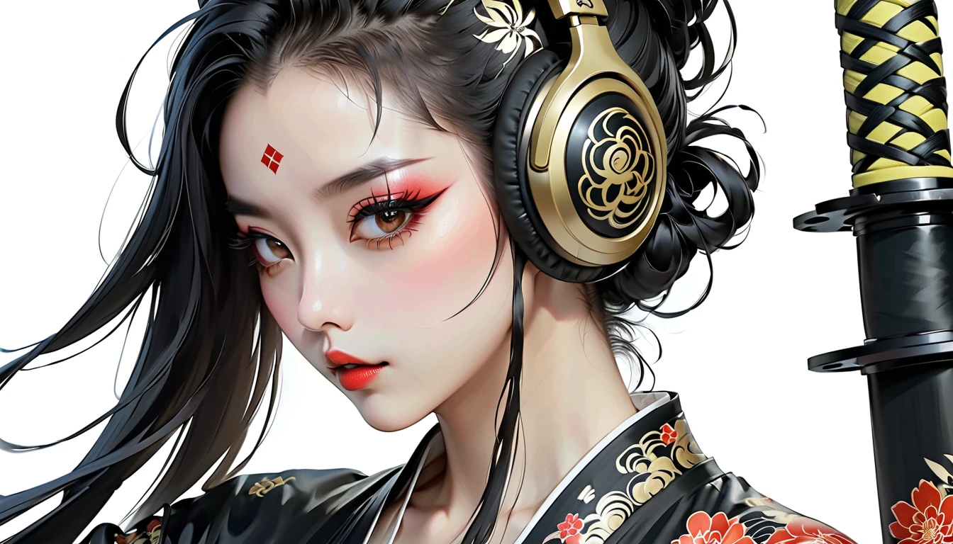 neofuturistic style, (Proud Chinese dragon wearing big headphones),realistic hair,Chinese cloisonne,portrait, Beautiful detailed