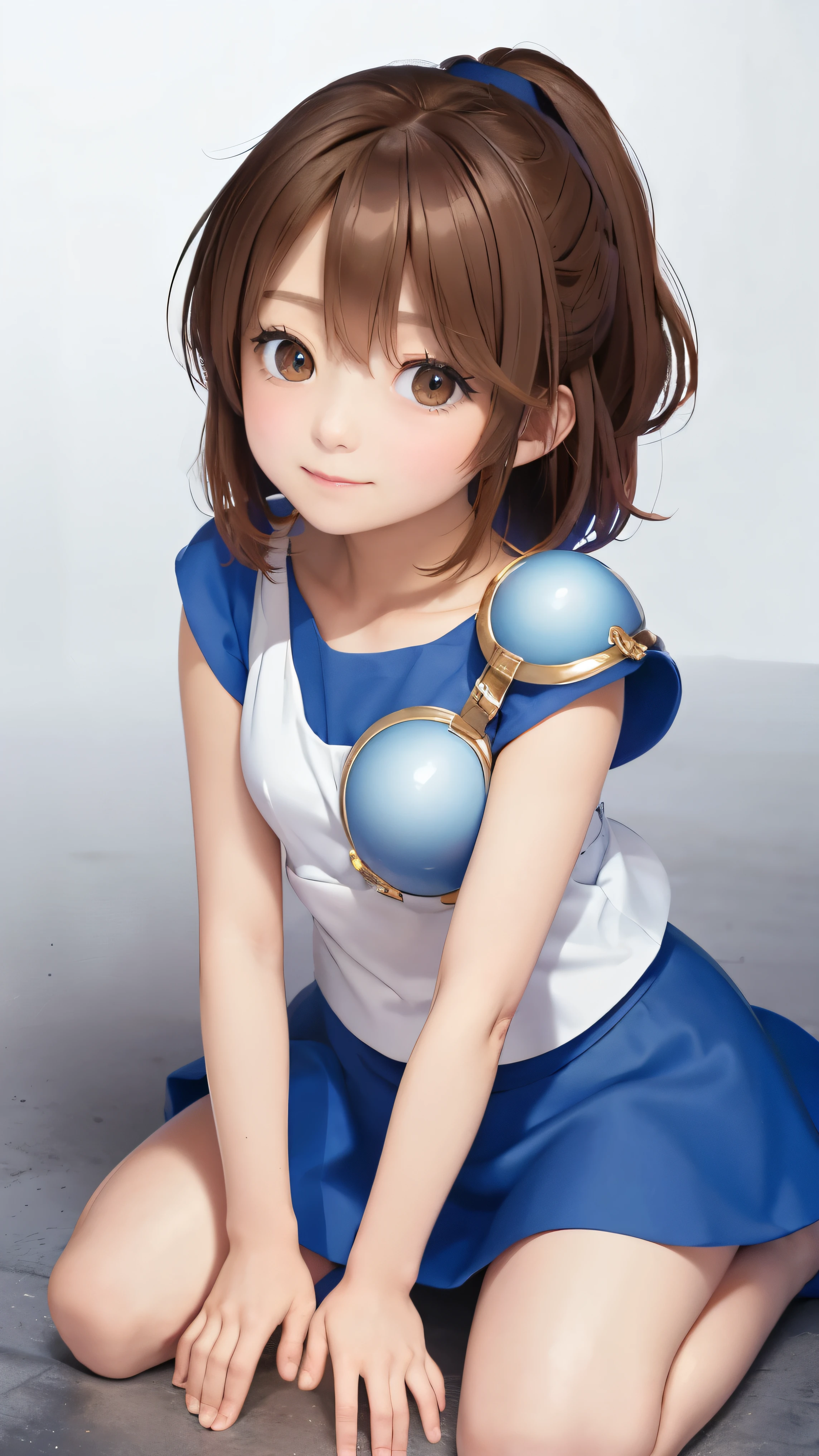 (((SFW、sound、Highest quality、 Super Horrible Leotard 、 normal body of a real person 、8k、 detailed faces 、 super accurate 、 Real Color 、Usually See also、5See also、Highest)))、 beautiful girl、 brown hair、 bob cut from the front、slender、 The length is short 、Thin feet、arles、squishy4、 Magician、Blue short sleeve shirt、 white tank top with sleeves over fingers 、 Tank top shirt、 blue miniskirt、Half shoulder pad、 Short sleeve 、、Dungeons、 feet 、torn clothes、 torn tank top 、 Torn Shirts 、ripped skirt、 I turned my skirt upside down、 has a ragged skirt 、 I can see his white pants 、 have broken.、Exposed Muscle、opens legs、on all fours、 defecate、I'm shy、 troubled face