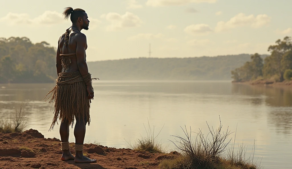 Initial meeting between crew of a ship and indigenous people on the beach
