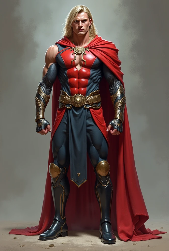 best quality , masterpiece, male,(best quality, ultra detailed), work of art, high resolution, 4k, official art, Character design, Original art character design, Young man aged 16, athletic body, medium red hair, blue eyes, wearing noble clothes, with a half-shoulder cape, from the front, high detail background., big bulge, big bulge, large bulges in the ,