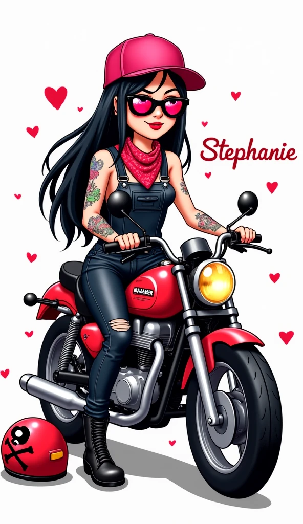 Candace, red tank top, skirtless, riding a motorcycle, white panties with red hearts, heart print panties, legs, barefoot, sunglasses, rear view, extra massive butt, cameltoe, extra large breasts, underboobs, open-toed stiletto high heels