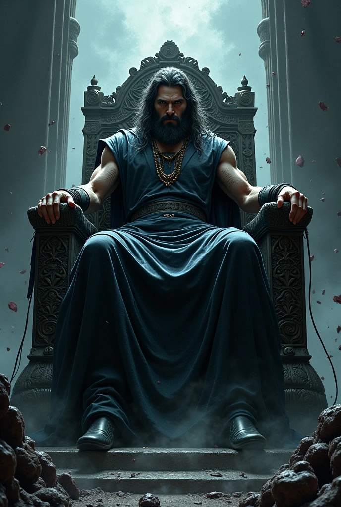 Greek god hesdies god of hell sit on a throne with a sphere in his hand