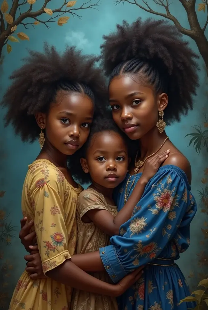 a family with black skin, curly hair, father, mother, 2 children, beautiful detailed eyes, beautiful detailed lips, extremely detailed eyes and face, long eyelashes, warm smiles, happy expression, casual clothing, playing in the park, green grass, trees, sunlight, warm atmosphere, photorealistic, 8k, high quality, masterpiece