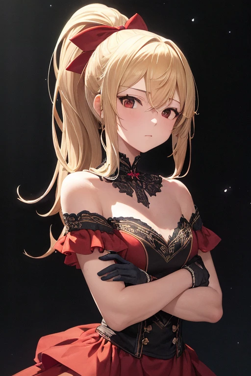 Optimal，masterpiece，High resolution，Highest quality，Hyper HD，Very detailed，Award-winning，16K，alone，（Upper Body），Correct ???????，Beautiful Cyberpunk Girl，Cowboy Shot、Cute Face，，blonde、Long Hair、Twin tails、Braiding, Hairline，（（Scarlet Eyes）），Long eyelashes，Drooping eye corners，White skin，Shoot from the side, ((See-through camisole:1.5)), 、rocket , （Because I&#39;thin），
