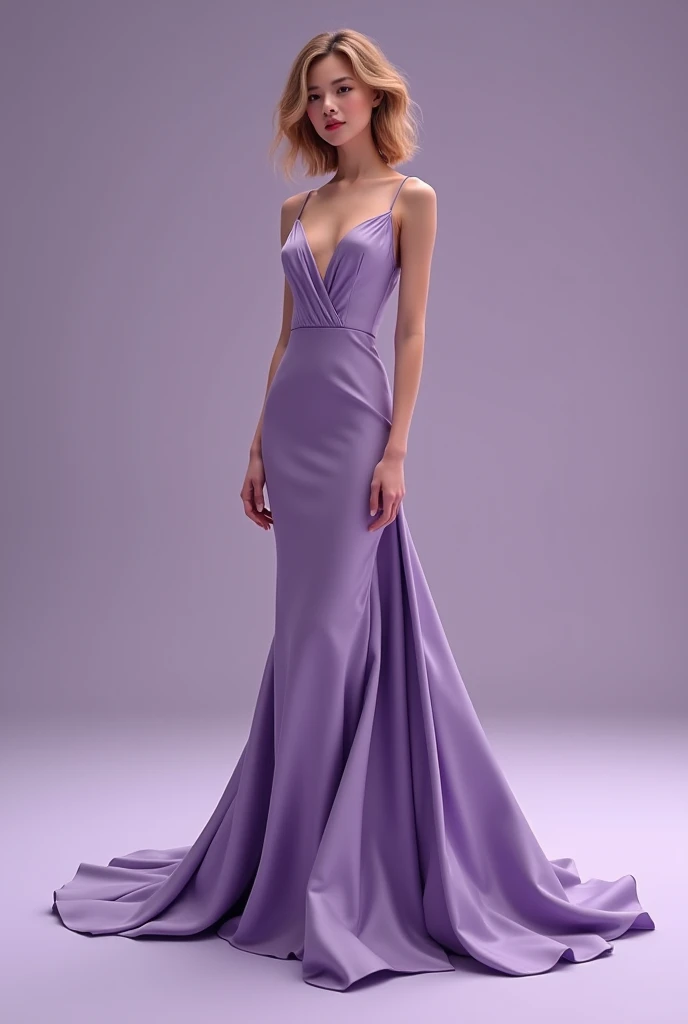 Light purple evening gown with bold fishtail cut