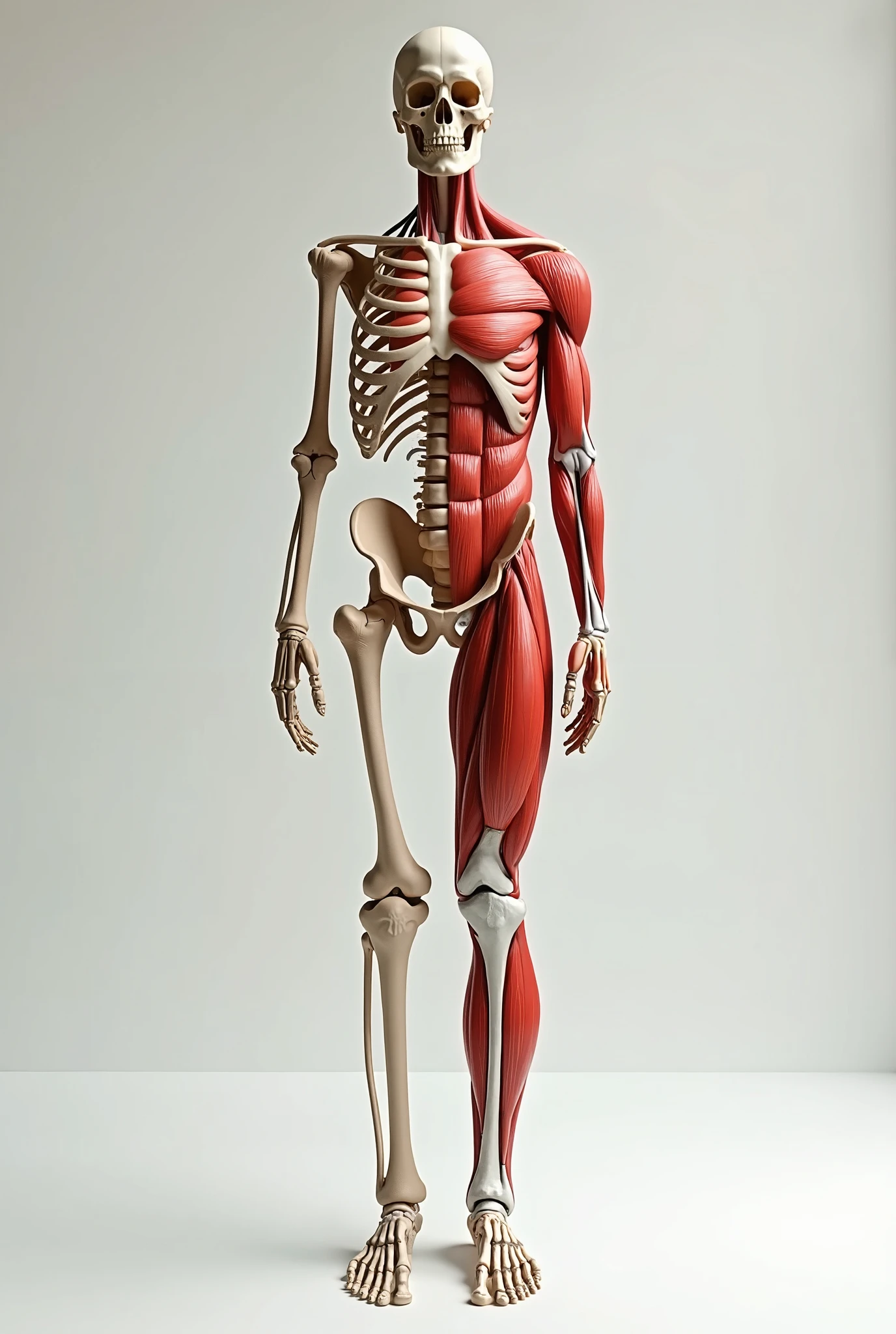 The image shows a foot anatomy teacher, usando um jaleco branco com o logotipo da faculdade bordado no peito. He is holding an anatomical model of the human body in one hand, while pointing to a specific part of the model with your other hand. Her face conveys passion and enthusiasm as she imparts knowledge to students.
Ao fundo, You see an anatomy laboratory, com tabelas de trabalho e especificidades. Nas paredes, There are anatomical paintings and detailed diagrams of the human body. The lighting is soft, Coming from strategically placed table lamps and spotlights, Highlighting the teacher and the work area.
Na parte inferior da imagem, You can include a thank you message to the teacher, such as "Happy Teacher's Day! Thank you for teaching us the wonder of the human body".