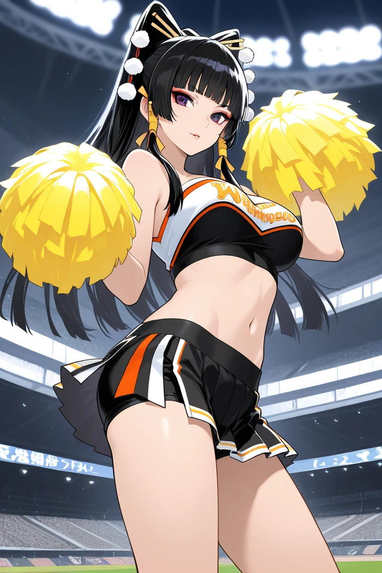 (best quality,4k,8k,highres,masterpiece:1.2),ultra-detailed,(realistic,photorealistic,photo-realistic:1.37),seductive,NFL,cheerleaders,classy,energetic performance,vibrant colors,glamorous smiles,eye-catching uniforms,captivating poses,athletic bodies,team spirit,enthusiastic crowd,sharp focus,dynamic movements,professional choreography,upbeat atmosphere,cheering fans,high kicks,pom-poms,passionate dancers,stadium lights,blurred background,beautiful detailed eyes,beautiful detailed lips,exciting halftime show,sparkling personalities,sexy and confident,modern dance routines,rippling muscles,playful smiles,energetic jumps,long hair flowing,musical rhythm,synchronized moves,sensational performances,multi-directional actions,sexy curves,inspiring presence,exciting energy