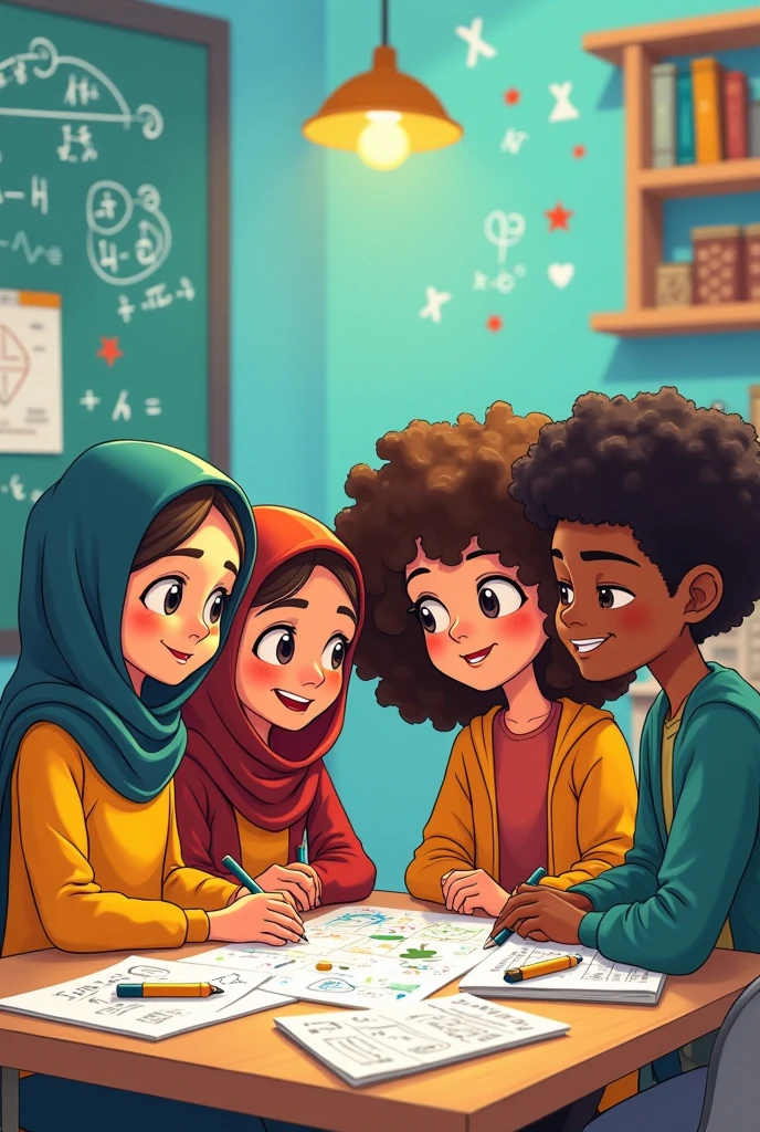Muslim girls full day camp hd cartoon image 