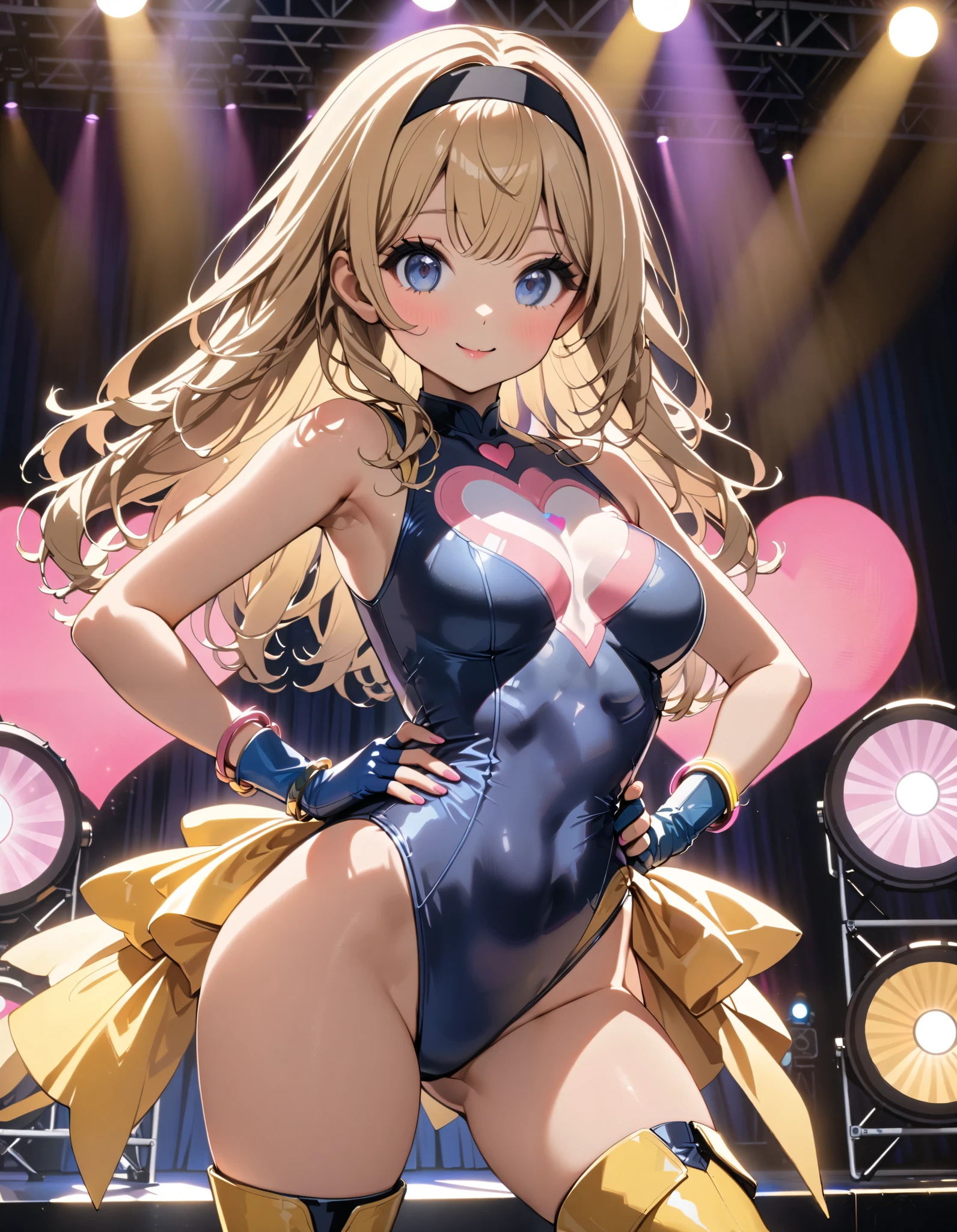 (Masterpiece、Highest quality、Very detailed、4K)、One Woman、Super short skirt、Big Breasts、No panties、Idol、Sweaty