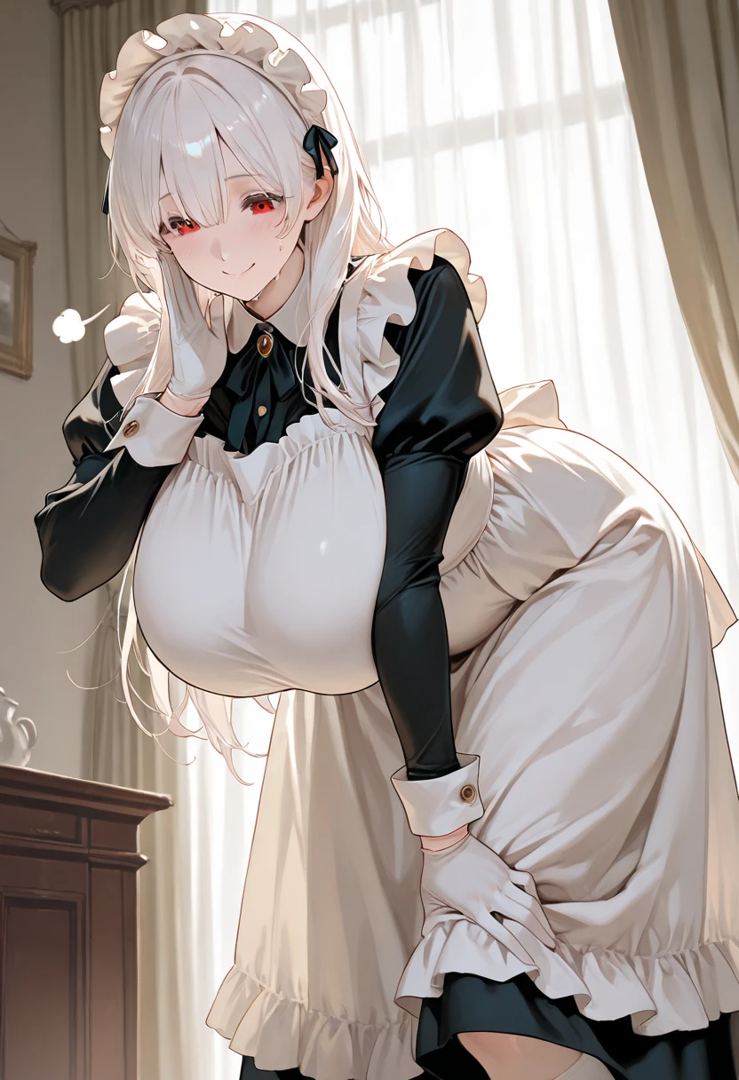 ((1 girl))、(smile:1.3)、Small breastsのヌード、(Cowboy Shot)、(fun!!)、、Black Shirt、blouse、(blush:1.4)、()、(Small breasts)、(long hair:1.3)、()、、(Long sleeve)、((White apron:1.5))、((Maid))、((hair ornaments)),、Kamimei、look at me、、(blush:1.4)、()、Chest roll-up clothing,Pulling on clothes,((Flat Chest:1.3))、((I can see your nipples:1.5)),(), No bra, (Black Skirt),Look Down, ((in house:1.5))、Upper Body,Shirt Roll Up Shirt Sweater High Resolution,Look Down, Upper Body,Fair skin,classroom,Small breasts,Shaved pussy、Light blue eyes、Glowing Eyes