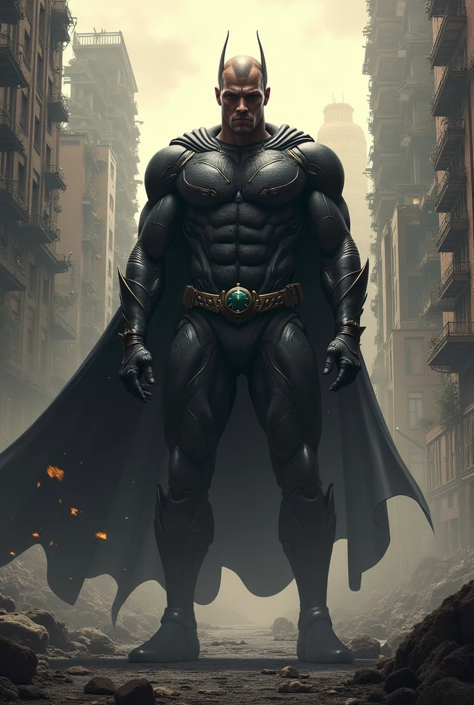 Batman as Tamil in black lungi without Cape wearing gold