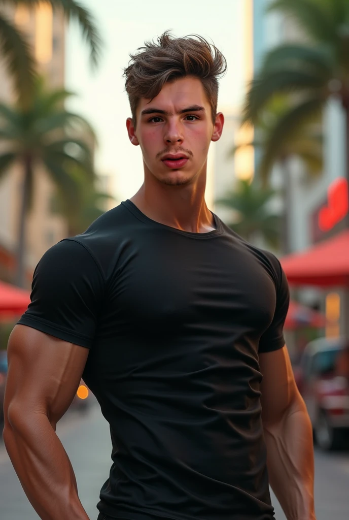 An 21-year-old fuckboy muscledude, embodying the perfect fusion of Spencer Boldman and Caleb Reynolds, provocative displaying his swoll pec cleavage, tittie teasing, bodybuilding attire. Enhanced with HDR technology, this image depicts a true masterpiece, 4K resolution, outdoor lighting, light reflections, colt studios, jim french, lou Thomas, midshot portrait