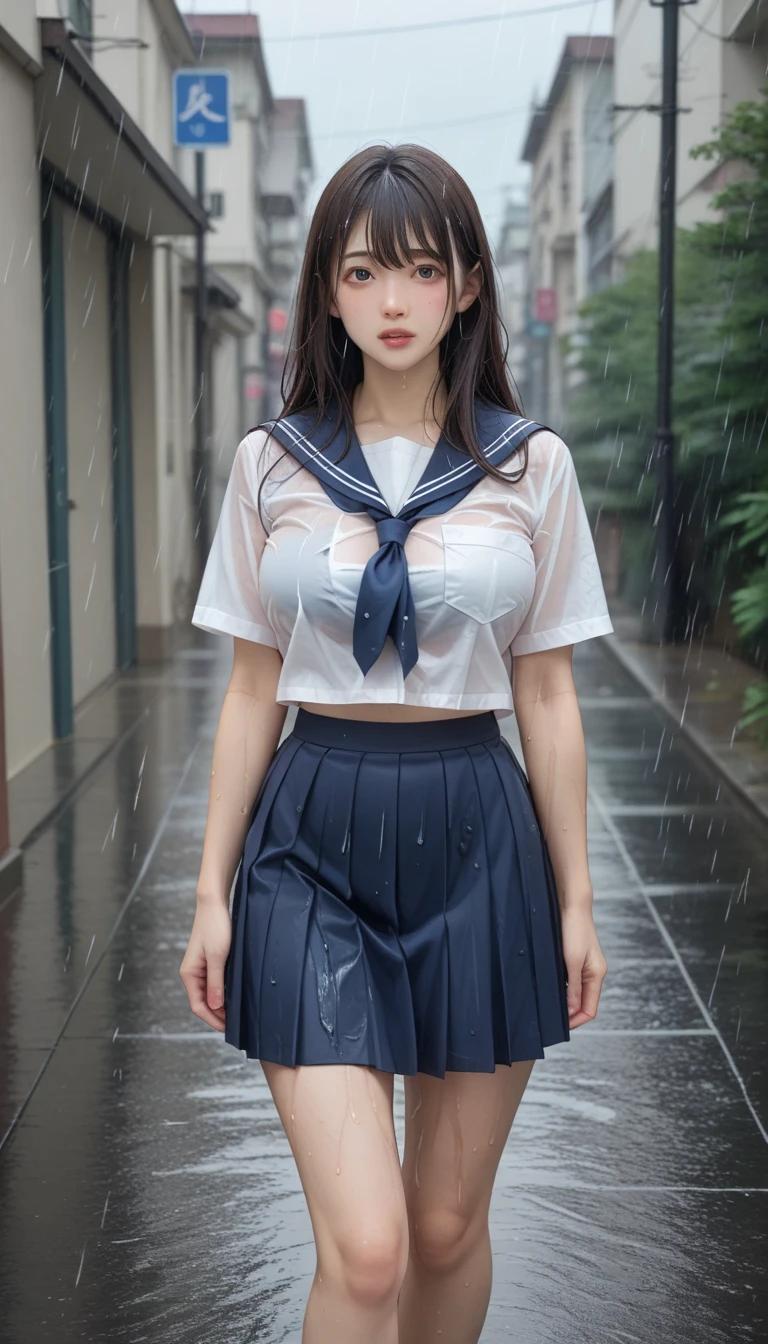 ((smile))、Confused、RAW Photos、(((The ultimate portrait masterpiece)))、((The cutest girl in the world))、1 Girl、12 years old、Japanese、Cute face、((Silky Hair))、(A high ponytail tied with a ribbon:1.4)、((Super huge breasts:1.4))、((Eyes that shine like jewels))、Glowing Skin、(young woman;Consisting of a transparent white shirt, Thin ribbon, blazer, Checkered Pleated Skirt.:1.5)、Winter clothes、(Uniforms made from high quality fabrics:1.4)、Ultra-detailed uniforms、(She shyly pulls up her skirt:1.3)、(Lace panties are visible.:1.3)、((Crotch from the front))、Skirt fluttering in the wind、eyeliner、Beautiful Bangs、Hair between the eyes、((solve、High resolution))、Detailed Background、8 QHD、Digital SLR、Soft Light、high solve、Film Grain、Fujifilm XT3、Shallow depth of field、自然なSoft Light、Tight waist,(sometimes upskirt:30%),(Nipples pumping:30% or pussy line pumping:30%),(Get wet from heavy snow:50% or get wet in heavy rain:50%)