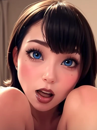 ((Realistic lighting, Best quality, 8K, Masterpiece: 1.3)), Focus: 1.2, 1girl, Perfect Body Beauty: 1.4, Slim Abs: 1.1, ((Dark Brown Hair)), (Jasmine: 1.4), (Private library room: 1.1), Super Fine Face, Fine Eyes, Double Eyelids, (((blowjob, sexy blowjob, on her knees, 1boy, ((POV blowjob)), sucking on cock))) (deepthroat, cumshot)