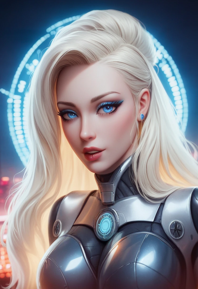 cinematic photo a photograph of a blonde Jessica Nigri wearing SILVER armor at observatory. 35mm photograph, film, bokeh, professional, shot by david lachapelle, 4k, highly detailed