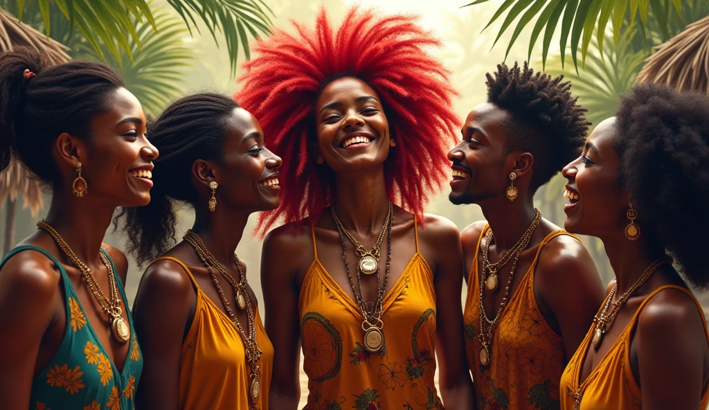 Afro hair style men with rasta girl