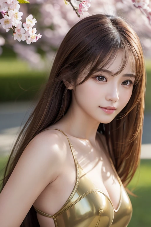 masutepiece、Best Quality、Illustration、 Ultra-detailed、finely detail、 hight resolution、8K Wallpaper、Perfect dynamic composition、27 year old cute girl、Sweet girl、Close up, Cinematic movie film still , 4K, best quality, realistic, photorealistic, masterpiece, extremely detailed, an extremely delicate and beautiful, dynamic, realistic anatomy, great lighting, perfect shading, professional shading, depth of field, steampunk, beautiful 18 year old girl, full body,  nsfw,  sitting in the grass, side light, elegant, gorgeous, highly detailed,  detailed  very long blonde straight hair , topless tits, perfect medium round firm breasts, cleavage, earrings, 35mm, f1.4, makeup, erotic, full shot photo, uncropped, sensual,  perfect face, perfect anatomy, cute, beautiful, perfect beauty, amazing beauty, pure gorgeous, absolutely perfect, perfect skin, gentle, highly detailed, breathtaking, clear skin,  cherry blossom pedals, Detailed natural skin and blemishes and acne, 4k , 8k, uhd. ((Smiling))