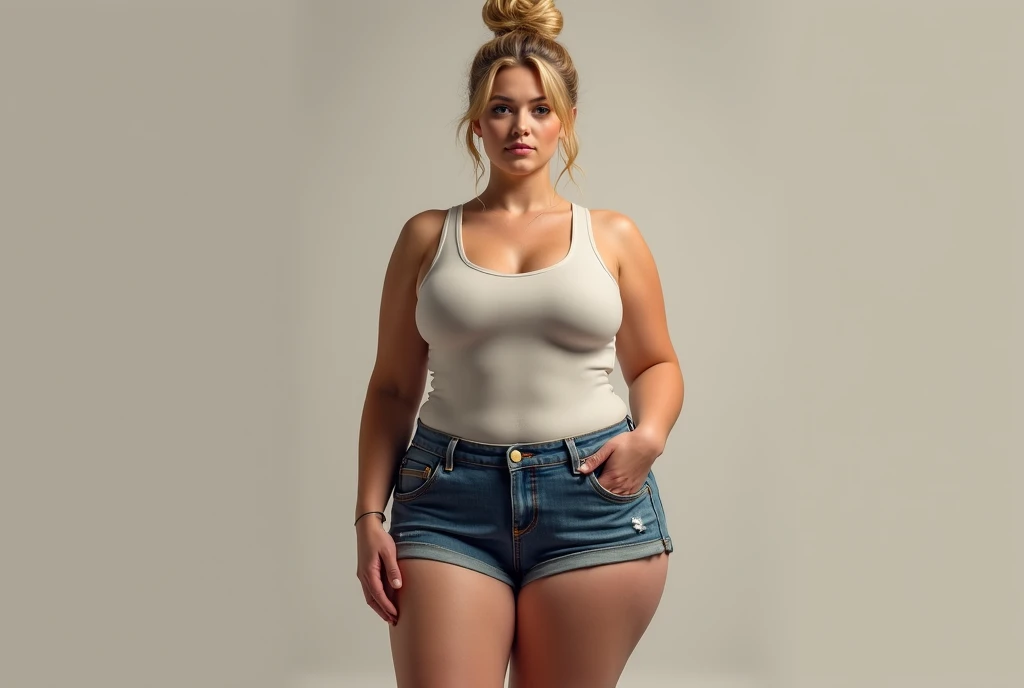 A woman without clothes,chubby,big-ass,large legs,big boobies,blonde with glasses