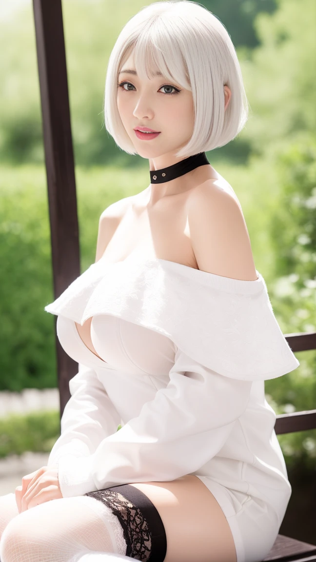 8K, 最High resolution, High resolution, masterpiece, No background, White Background, dynamic, 1 person, 1 personの女の子, Purple Hair, Yellow Eyes, Red dress, Red hair ribbon, Red High Heels, short hair, Red choker, bangs, clavicle, Long sleeve white T-shirt, jewelry, Take off, Pure white panties, Small breasts, From below, Embarrassed face, Cowboy Shot