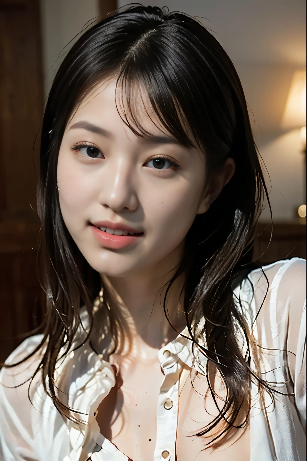 ,,{{(best quality}}, {{masterpiece}}, {{16k, ultra detailed}, {{{pale skin::1.3}}, {professional lighting)}},, {{A girl:25 yo:, (full body, naked, nude, bare}}}},{{Slightly chubby}},{{),{)}},{{nipple：Areola::pink}},{{{{ Double eyelids, Big eyes }}}},{{metallic eyeshadow}},{{lipstick}},{{Bob Cut}},{(Laughter ; Showing teeth:Showing teeth)}, {background,White background},{Open your mouth}}