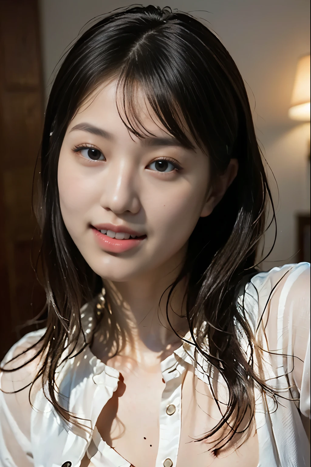,,{{(best quality}}, {{masterpiece}}, {{16k, ultra detailed}, {{{pale skin::1.3}}, {professional lighting)}},, {{A girl:25 yo:, (full body, naked, nude, bare}}}},{{Slightly chubby}},{{),{)}},{{nipple：Areola::pink}},{{{{ Double eyelids, Big eyes }}}},{{metallic eyeshadow}},{{lipstick}},{{Bob Cut}},{(Laughter ; Showing teeth:Showing teeth)}, {background,White background},{Open your mouth}}