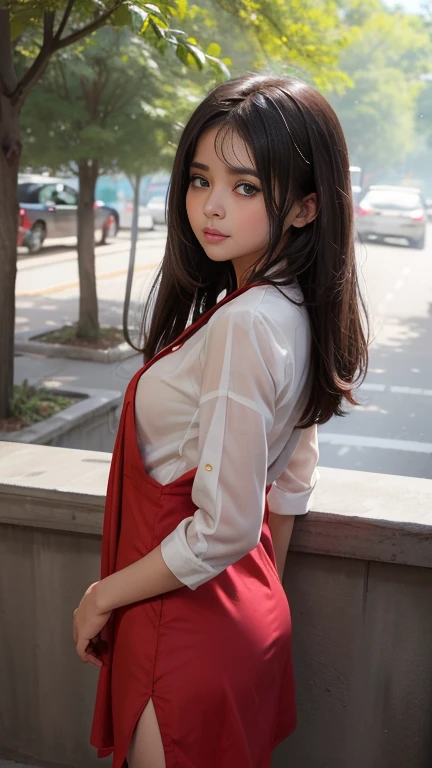 1 girl bothers、akizuki airi、Blonde、long bangs between the eyes、Super long bright blonde straight hair、twintails、red bows、red bows in hair、Glowing big bright light blue eyes、18yo student、Beautiful white shiny skin、 open shirt、busty、small nipples、 black knee socks、 skirt、red skirt、 pleated skirt、 red skirt、thighhighs、at school、lying on a desk、view from above, rating:explicit, ((erotick, Sexy and sexually explicit)),