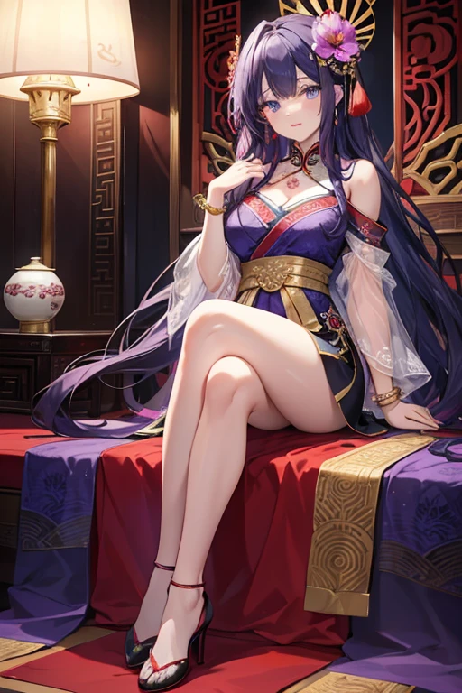 masterpiece, Highest quality, High resolution,Follow the on-screen instructions、Anime Style、One Girl、Princess、cute、Beautiful girl with long hair、Sitting on the throne、Her panties are visible in the wall background、Oshu Style