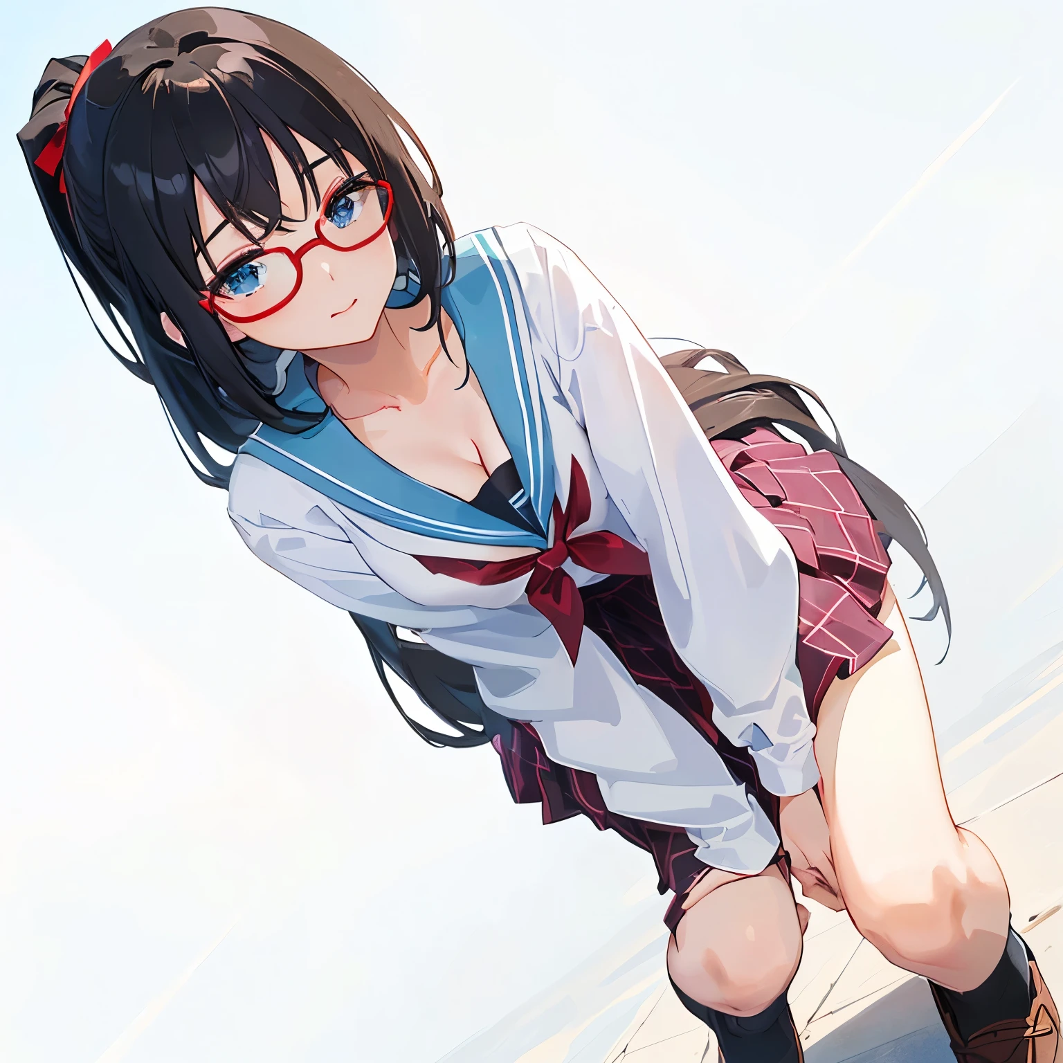 Tomboy, random fashion, random location, random event, wet underwear, random cute or sexy pose, act cute, random horny mood, creampie, atmosphere in the picture and action like wind blowing Hair and clothes, full body, centered, very short skirt, pubic hair, underwear on the thighs, Chinese face,. Random wearing glasses, butt, squeezing butt or squeezing breasts, fingering nipples or fingering vagina, random accessories, random carrying a kindergarten backpack or school bag, semen overflowing from the vagina floating weightlessly as a long stream of semen swirling around beautifully, sister floating in the air, surreal, floating, rushing on the water, somersaulting, a carrot that looks like a penis producing semen spraying everywhere, it has wings and flies everywhere, a lot of adult toys floating around, panties floating around and having semen stains and wings flying around, penis with wings flying around, wearing a tight office lady outfit with a very short A-line skirt, fucking in the air, eggplant with winged dick flying around and spraying a lot of semen,,