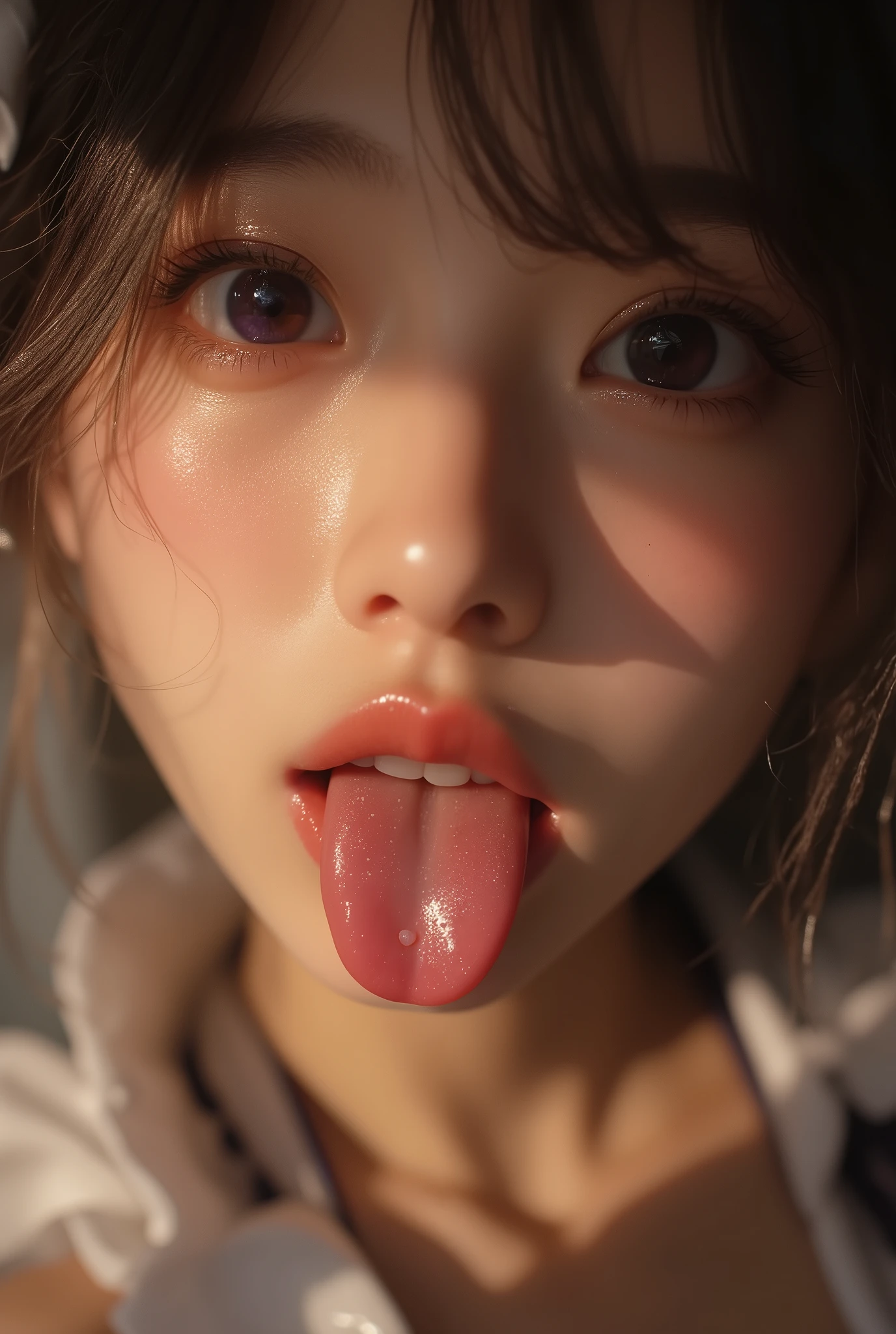 32K, Masterpiece, top quality, ( Korea's Beautiful Woman,) 女性のtongueの接写ショット、 fisheye shot,Lick the lens ,tongue出し、tongueを見せびらかす、tongueを見せつける、 詳細なtongue、セクシーなtongue、超リアルな質感なtongue、 (Wearing a cotton maid outfit, , Cute ruffled girl dress, maid headband with a gentle smile, 色の基礎は白inす、black、green),lip,(saliva), Staring _in_ viewer,,tongue、tongueよだれを垂らします, fish eye lens ,close-up,艶やかなtongue、
purple eyes and white hair and black hair, tintoos, Inked and colored , beautiful eyes, purple eyes, beautiful haired girl high quality, white hair, mixed hair , black hair, Full Body, (photo-realistic:1.4), RAW photo, 1 girl, on fe_in_viewer, makeup, Alone, light smile, Shadow, Contrast, analog style (look in viewer:1.2) (skin texture) (Filmgrain:1.3), ([Warm colors, warm tone:1.2), close-up, cineminic light, sidelights in the form of drops, 超high definition, ベストShadow, Raw Photos, lipstick, SOFT LIGHTING, high quality, ((SOFT LIGHTING:1.4),(pale skin:1.4), high definition, sharp concentration, very detailed, (Spotlight), stage, beautiful and detailed eyes, masterpiece, cineminic lighting, DSLR, FUJIFILM XT3,