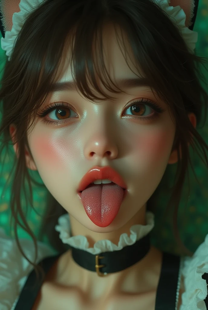 (masterpiece, best quality, highres, high resolution:1.2), extremely detailed, realistic, intricate details, 1girl, solo, blonde hair, Victory Rolls, bangs, eyelashes, eyeshadow, eyeliner, ahegao, rolling eyes, tongue, tongue out, blush, freckles, wearing fur coat and high-low skirt, breasts squeezed together , v arms, large breasts, (cinematic lighting, sunlight, volumetric), upper body, looking at viewer, portrait, simple background,
<lora:breasts_squeezed_together_v0.2:1> <lora:ahegao_V1:0.8>