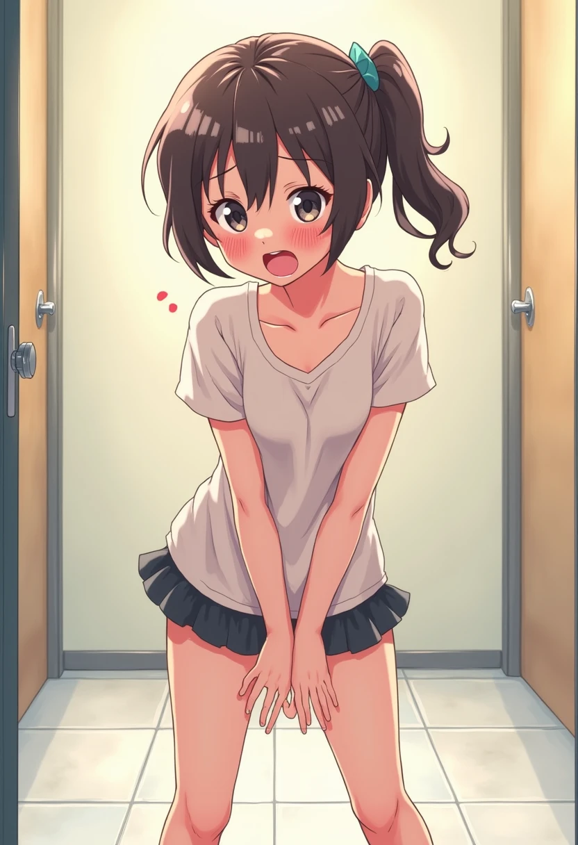 Anime girl pee peeing Stand spread legs