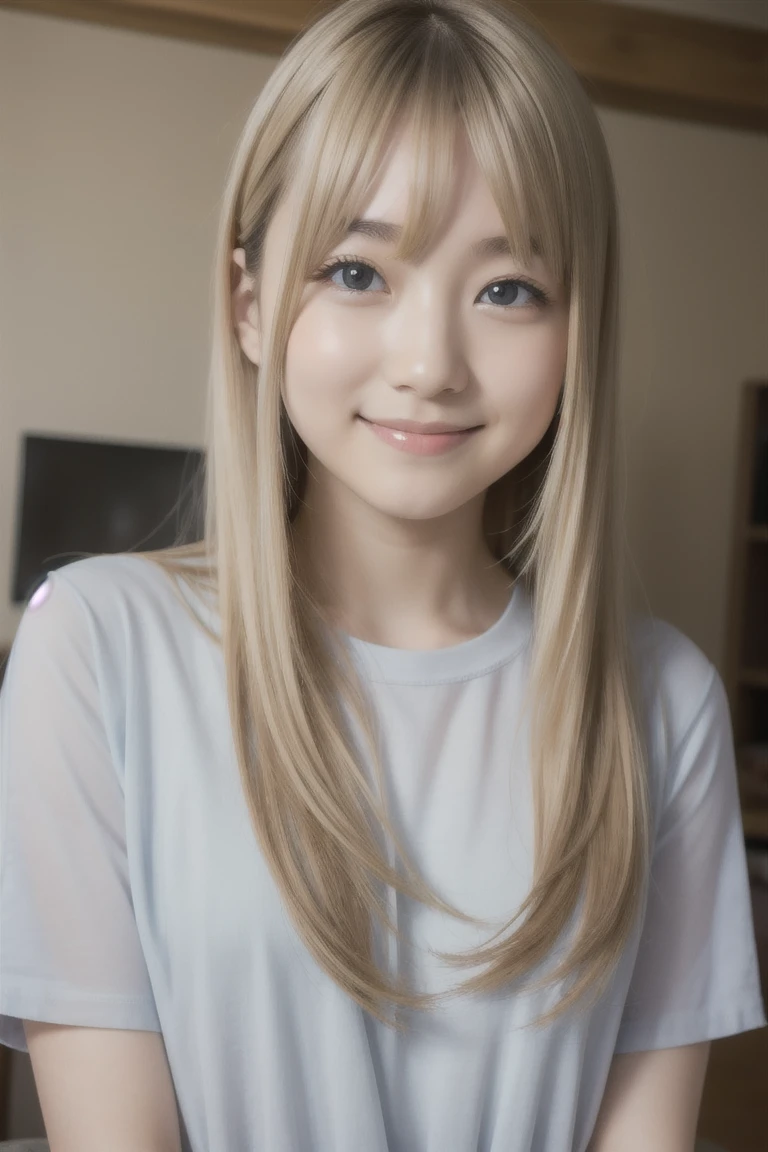 highest quality, Ultra-high resolution, Highly detailed skin, Physically Based Rendering, Look Down,(((A Japanese woman in her twenties leaning forward,、No bra, Large Breasts, I can see the nipples too, from the front))),(topless),(Beautiful background:1.2), (Cleavage), (smile:1.4), ((A shirt with a large open chest))