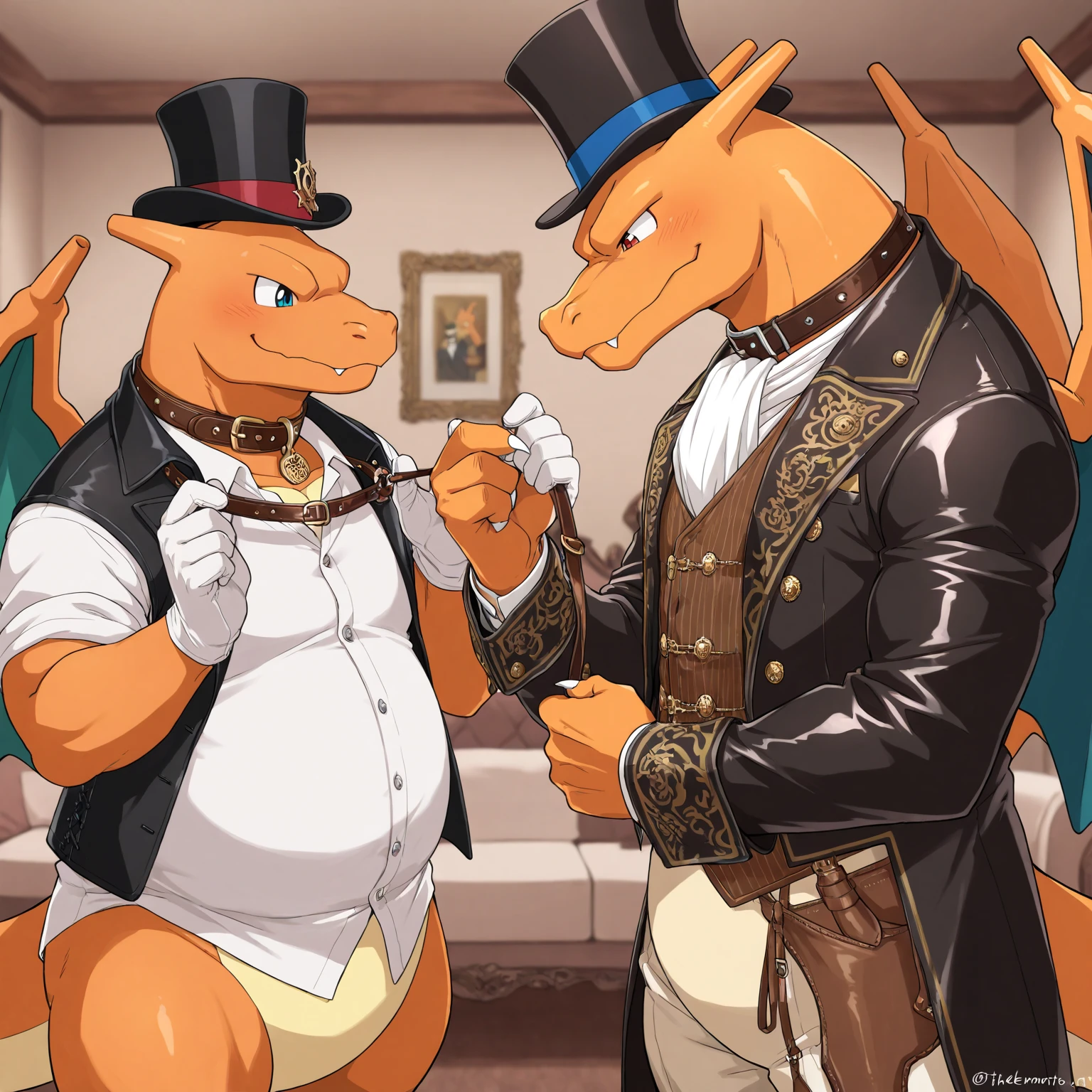 highest quality、Sexy Lizardman, Skimpy micro underwear、Lizard head、Sweat、Embarrassing、Gay、Night Ball、Crotch close-up、cute、Leather gloves、Knee-high socks、Choker of Hearts、White Breath、Licking lips、Drooling、Obscene language、Obscene pose、Sexy dance、Pink steam、、Covered in white slime、Man wearing panties、strip、Belly button style frill、Angle looking up from below、Frilled Lingerie、Magazine cover style illustration、Earl top hat with rabbit ears、Showman、Side view、Male pregnancy、cushion、French kiss