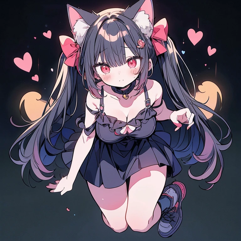 ((Highest quality)), ((masterpiece)), (detailed), (nsfw), a very cute girl dressed in some sort of catsuit kneeling with her hands on her knees, 1girl, breasts, paw pose, thighhighs, swimsuit, multicolored hair, squatting, covered nipples, 比基尼, heart-shaped pupils, symbol-shaped pupils, animal ears, collar, heart, 独奏, blush, black 比基尼, white thighhighs, white background, pet play, sweat, cleavage, mole, cat ears, blue eyes, large breasts, (wet), sweat, girl trembling with sexual climax, cum in pussy