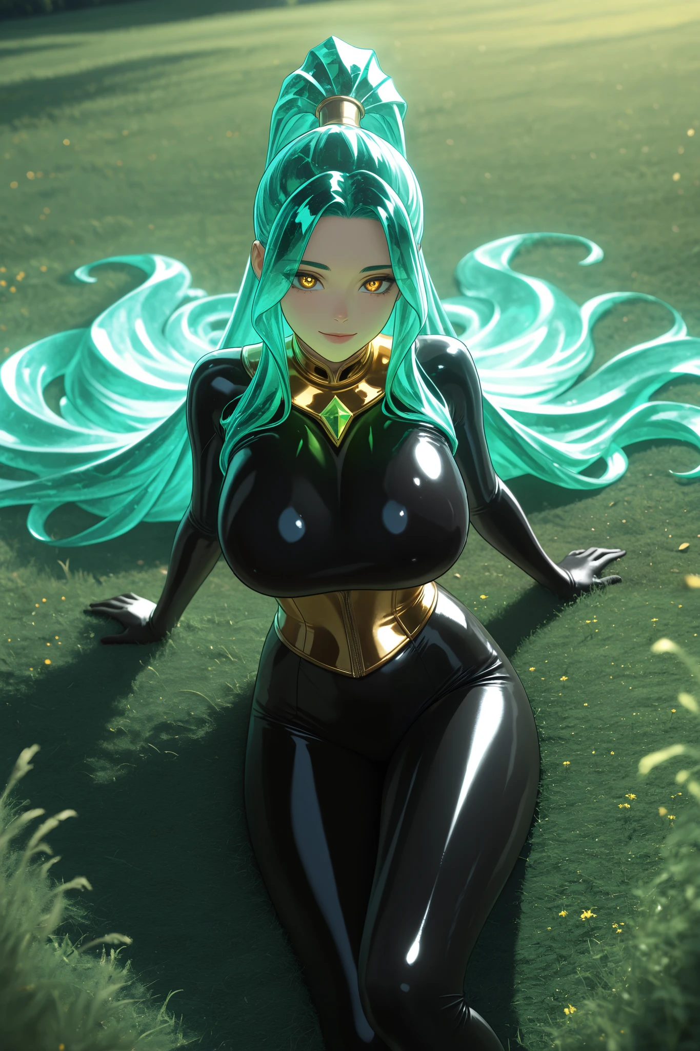 (masterpiece, best_quality, ultra-detailed, immaculate:1.3), epic, illustration, 1girl, (full body:1), female jrpg final boss, (huge opulent crown:1.3), (Grand fireplace with eerie green flames,Pool of dark mysterious liquid,Black candles:1.3),In a library full of dark demonic tomes, in a  machine shop, bombshell hair, gold hair, pixie cut,Emo Cut, arm support<lora:EnvyBeautyMix51:1> earth sorceress casting green healing magic in hands, ((exposed breasts)), perfect tits, hard nipples,