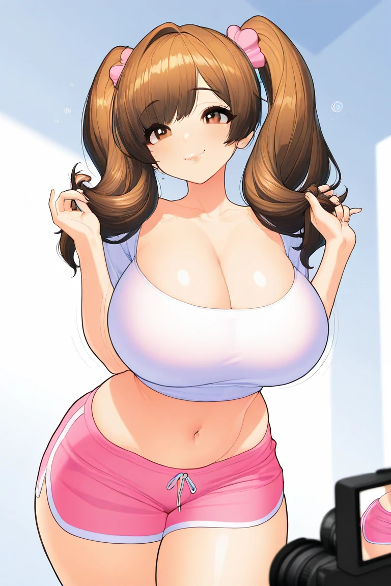 masterpiece, best quality, 1girl, jinxlol, solo, large breasts, cleavage,, breast curtains, , (Safe for work)