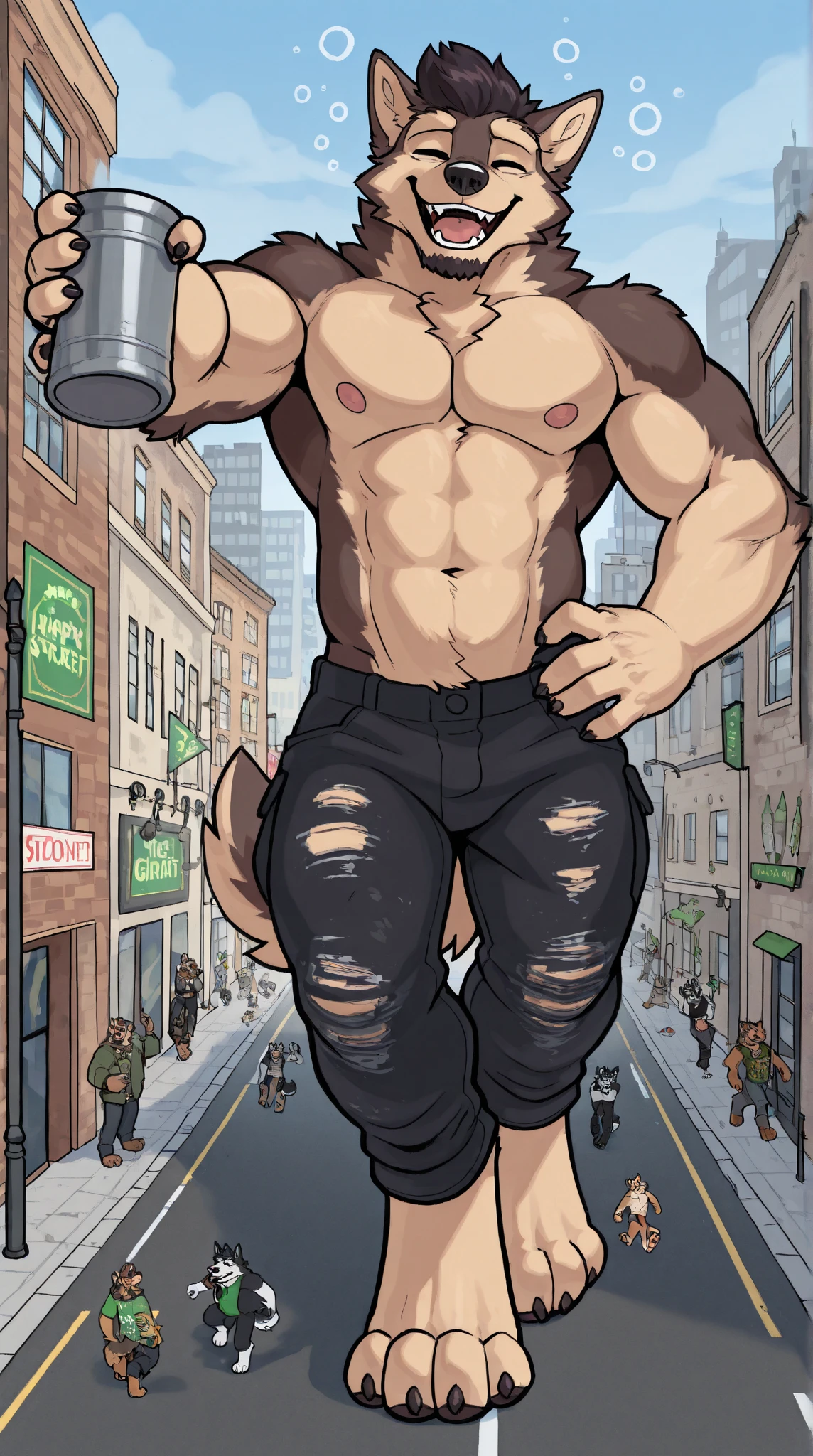 lap, (redneck mechanic), looking shocked, surprised, astonished, baffled, (stag:1.3), digitigrade, male, clothes, (junkyard) BREAK (by zackary911, by braeburned, by haps, by zixiong, by Pino Daeni), (transformation:1.2), on knees, ripped clothes, human, BREAK highly detailed