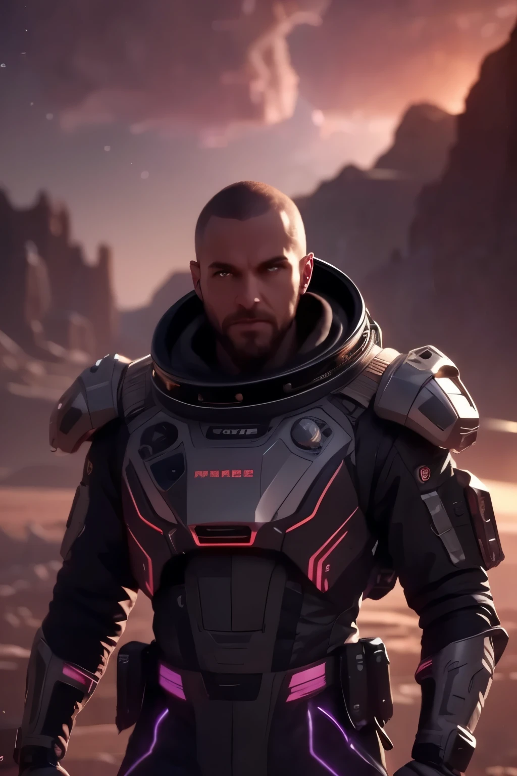 space, extreme frontier, a slender silhouette pierces the hazy purple horizon, detailed character portrait, cinematic lighting, dramatic atmosphere, glowing horizon, vibrant colors, dramatic lighting, moody sci-fi landscape, photorealistic, 8K, ultra-detailed, physically-based rendering