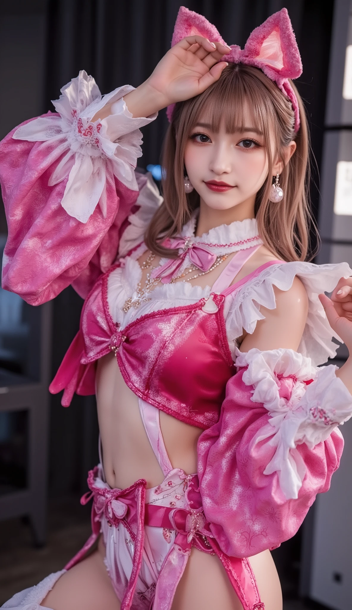 (((Correct sex education))), (SEXY 3D HOLOGRAM:1.2, bright color:1.2), (Tech Vibe:1.2), (detailed hands:1.2, Perfect right hand:1.1,), SCI-FICTION AESTHETICS ,SOFT LIGHTING, Full Body, ((Realistic and beautiful body of a:1.2)), cute outfits that highlight the {x} scene are realistic and beautiful,DIGITAL FACE HIGHLIGHTS, (idol bending over、Youngface:1.2, :1.4), Beautiful little faISTURIZED SEXY LIPS, medium hair, random hairstyles that reveal underwear, dark eyes, cute girl with a human palm chest, slender figure, thin waist, thin thighs, Beautiful Legs, (perfect anatomy:1.3)