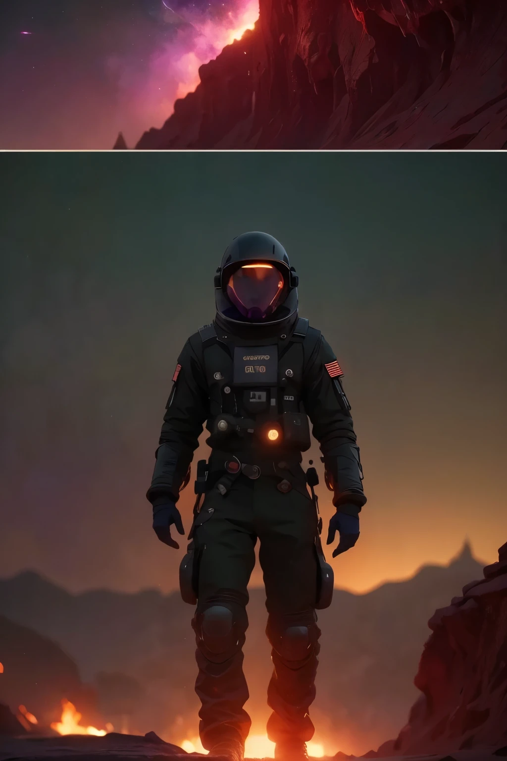 space, extreme frontier, a slender silhouette pierces the hazy purple horizon, detailed character portrait, cinematic lighting, dramatic atmosphere, glowing horizon, vibrant colors, dramatic lighting, moody sci-fi landscape, photorealistic, 8K, ultra-detailed, physically-based rendering