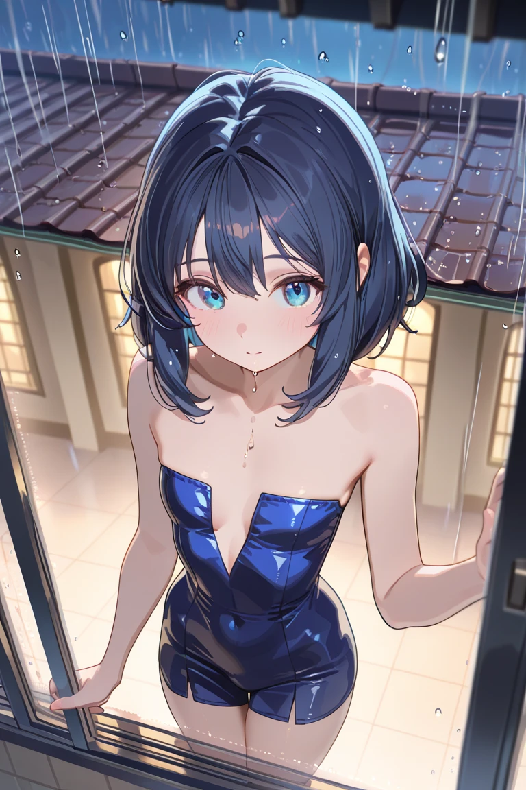 nsfw,(super fine illustration,8K CG wallpaper,best quality,extremely detailed,ultra high res,best aesthetic),(((cowboy shot,from front))),1girl ,idolmaster, {{{haruna kamijo}}}, (18yo,beautiful girl),((beautiful brown eyes)),(((beautiful black hair))), (((short hair))),(straight hair)),(((pink rim glasses))),(wet skin),(sweat),(steam),((flat chests, midium breasts)),((((slender and tall)))),((((night)))),(pubic black hair:1.5),(bsp, pussy juice dripping, no makeup, sweaty body),((Provocative)),((blash)),(open mouths),(collar),(((((blue idol dress))))),((see-through)),(Kamimei),((back alley at night)),((ecstacy)), deep breathing, feel good,indecency,(sitting),((((female masturbation))),