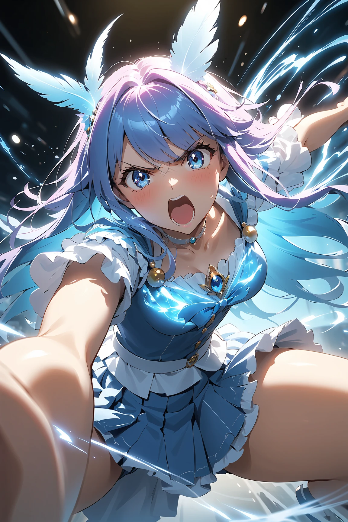 defeat、Losing、magicalgirl、Magical Girl's hair is being grabbed by a monster、Magical Girl's hair is being pulled by a monster、very Bigger breasts、Giant monsters around her grab her chest、Giant monsters around her grab her hair、molesting、There are huge monsters around her、A giant monster grabs Magical Girl's arm、breasts squeezed、 pole dance、Grab the chest of a crazy giant monster magical girl、Huge monsters around her、Squeeze the body、Magical girl is beaten、A giant monster pulls the clothes of a magical girl、Giant monster grabs clothes、A giant monster with the neck of a magical girl、top-quality、8K、Masterpiece 1 Girl、magicalgirl、corsets、frilld、highleg、Rough breath、Invite sexual expressions、Frightened look、full body Esbian、hyperdetailed face、Closed eyes、Teary-eyed、二重まぶた、Slim Faces、Cute、extremely delicate and beautiful、Overall、ultra-detailliert、4K、masutepiece、small mouth、Girl with a puzzled face、Painful face、legs are raised、Raising legs、Crucifixion、Punishment、Punishment、Purple splashes