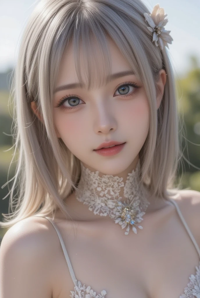 (((Wearing a fur coat))),((upper body))Extraordinary beauty、beautiful, calm and bright look、Refreshing look、完璧なbeautifulcute顔、Very bright, Bright Blue Eyes、Twin tails、Long bangs between the eyes、Long platinum blonde straight hair、beautiful facial hair、とてもcute、beautifully、Young little woman、非常に完璧なbeautifulcute顔、beautiful clear cute eyes、Real女性、cute,((Small breasts:1.4))、(((Long white hair)))、Earrings、Pink Lip、choker、Real、Highest quality、Detailed face、Detailed Background、Depth of written boundary、alone、night,Highest quality、High resolution、超High resolution(Real:1.4)Detailed eyes、Gradation、Perfect anatomical figure、Woman with perfect body、Highly detailed skin、非常にDetailed face、細部までbeautiful目、Background blur、